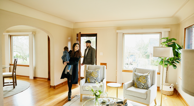 Couple looking at house